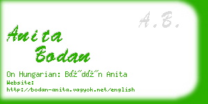 anita bodan business card